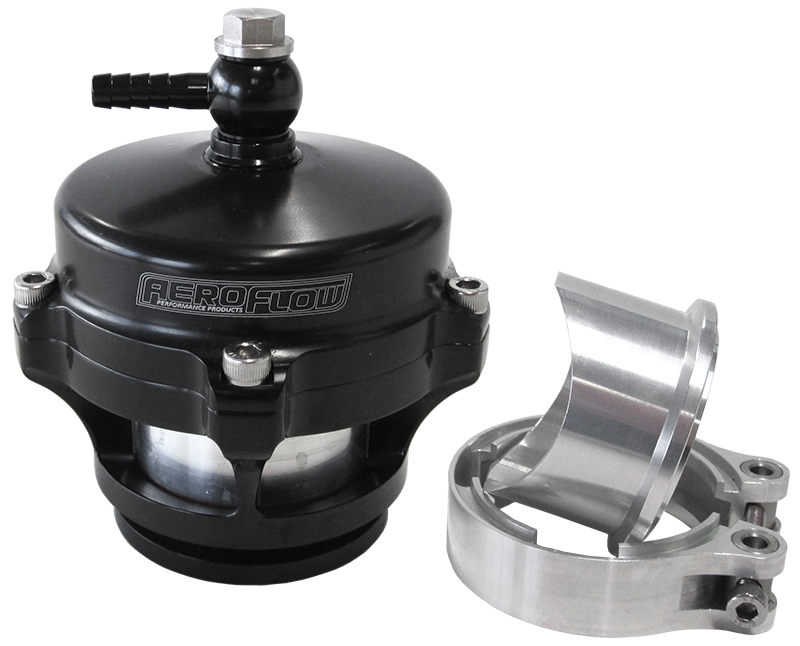 AEROFLOW 50mm BLOW OFF VALVE BLACK FINISH V-BAND WELD-ON FLANGE