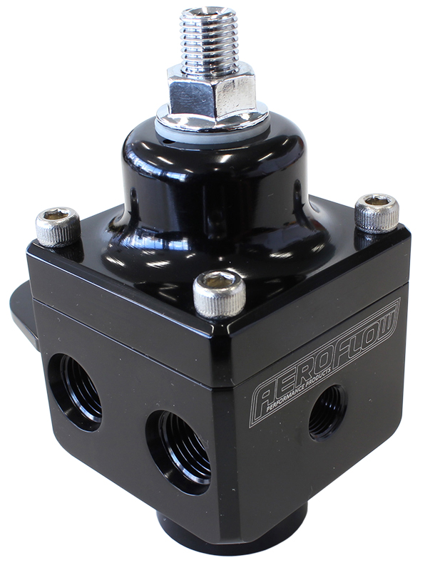 AEROFLOW 4 PORT FUEL PRESSURE REGULATORBLACK CARB 1600+ HP 4-12 PSI