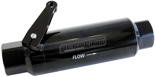 AEROFLOW -12ORB INLINE FILTER WITH BALLVALVE STAINLESS STEEL 60 micr AF66-2051BLK