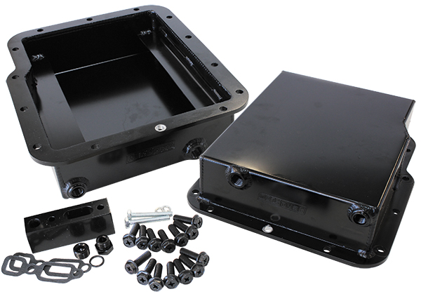 AEROFLOW POWERGLIDE 3" DEEP FABRICATED TRANS PAN INC FILTER EXTENSION AF72-3002BLK