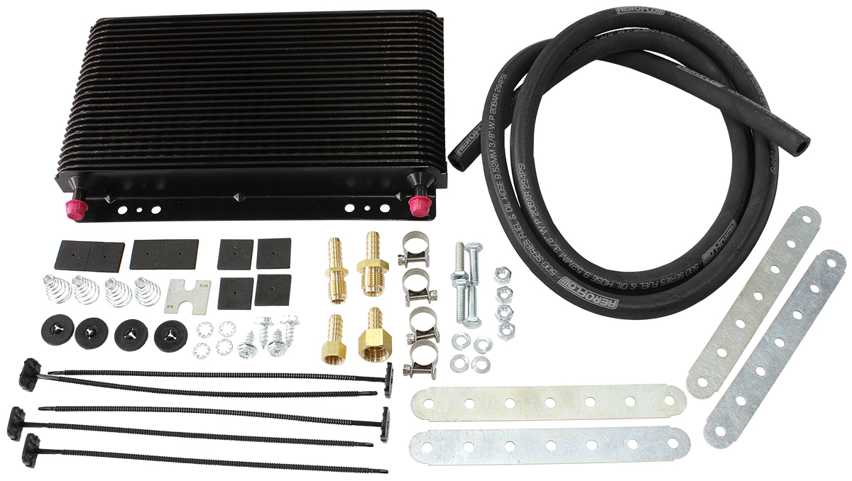 AEROFLOW 11" x 6" x 1-1/2" 3/8" BARB TRANS OIL COOLER KIT