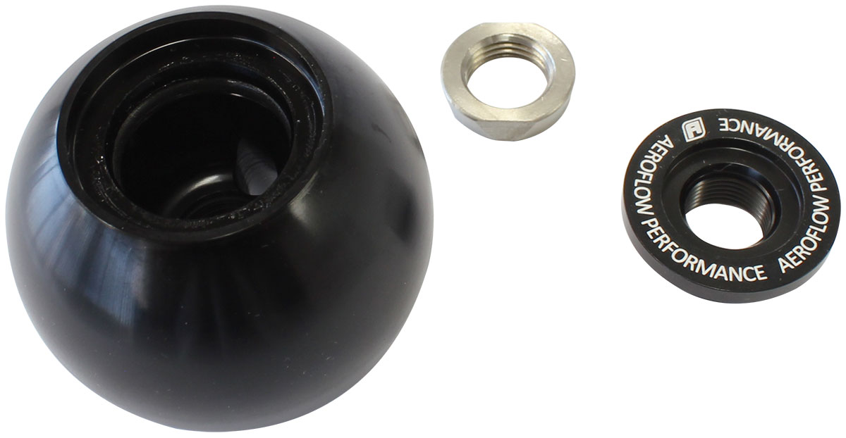 AEROFLOW BARE BLACK SHIFTER GEAR KNOB NO INSERT NO BUTTON 1/2"-20