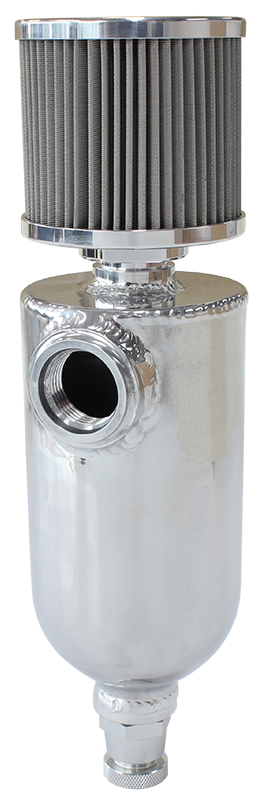 AEROFLOW UNIVERSAL BREATHER TANK -12ORB6.5X3.5" S/S BILLET BREATHER AF77-1028