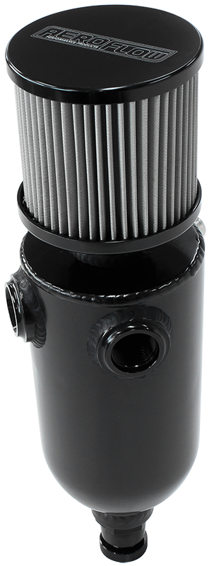 AEROFLOW UNIV BREATHER TANK 2x -8ORB 6.5X3.5" S/S BILLET BREATHER AF77-1030BLK