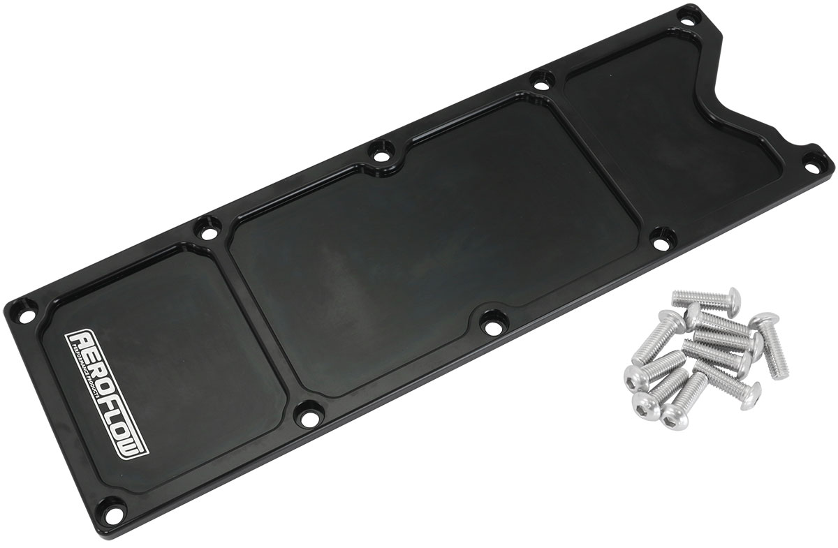 AEROFLOW GM LS1 BILLET VALLEY PLATE COVER BLACK LS