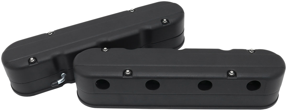 AEROFLOW GM LS 2 PIECE VALVE COVERS CAST TALL RETRO SMOOTH BLACK