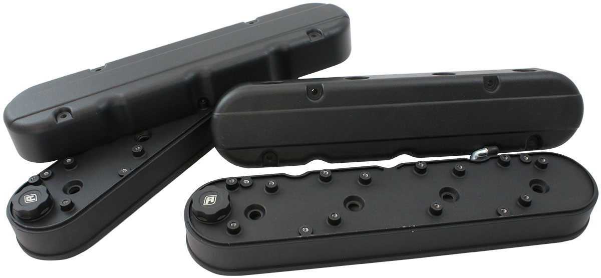 AEROFLOW GM LS 2 PIECE VALVE COVERS CAST TALL RETRO SMOOTH BLACK - Image 2