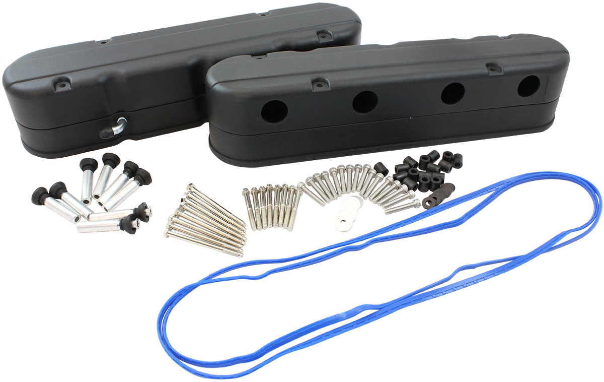 AEROFLOW GM LS 2 PIECE VALVE COVERS CAST TALL RETRO SMOOTH BLACK - Image 3