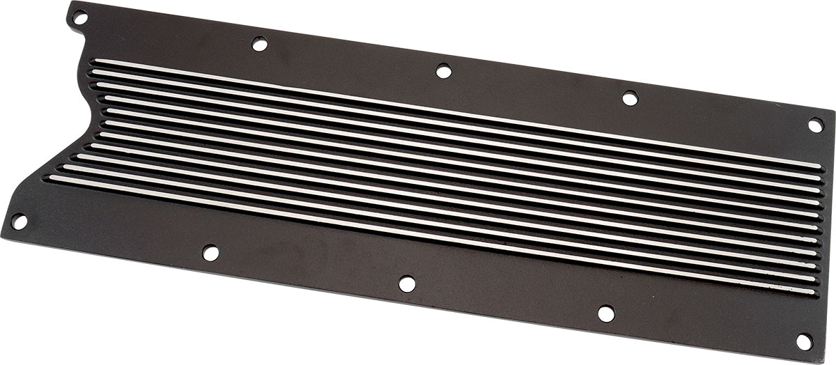 AEROFLOW GM LS1 FINNED VALLEY PLATE COVER BLACK CAST ALLOY LS