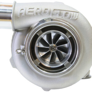 Aeroflow Boosted 5855 .83 A/R reverse rotation turbocharger PN AF8005-3106 featuring natural cast housing and V-band inlet exhaust flanges