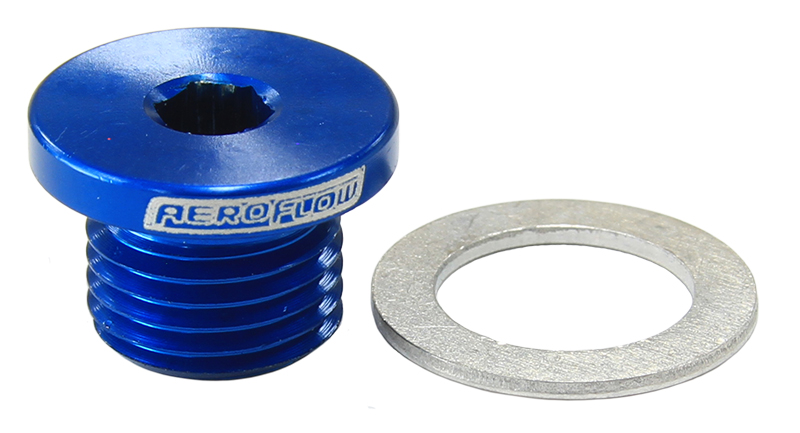 AEROFLOW METRIC PORT PLUG M12 X 1.25 BLUE LOW PROFILE HEX PLUG