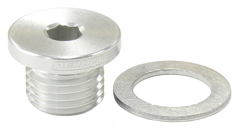 AEROFLOW METRIC PORT PLUG M12 X 1.25 SILVER LOW PROFILE HEX PLUG