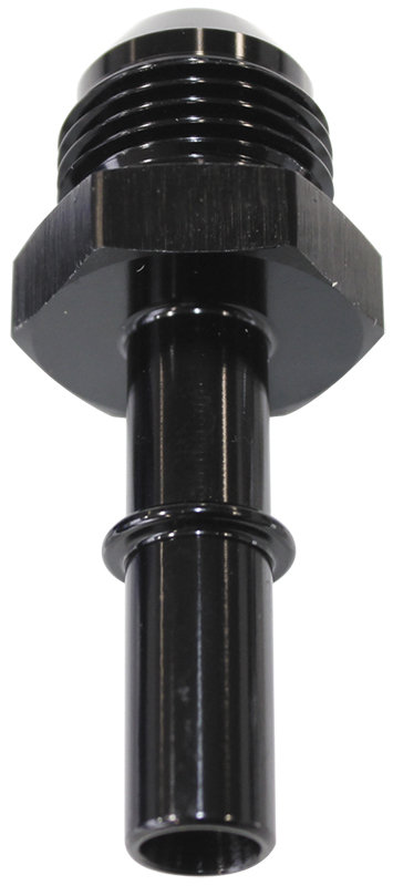 AEROFLOW EFI FUEL FITTING -6 PUSH IN TO 3/8 MALE HARD TUBE Black