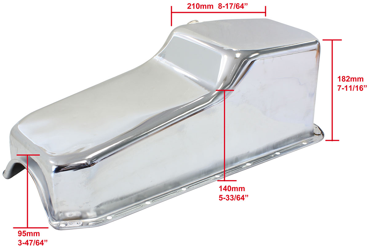 AEROFLOW STEEL STOCK OIL PAN SBC CHROM LH/SIDE DIPSTICK REAR SUMP - Image 2