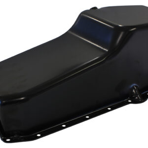 AEROFLOW STEEL STOCK OIL PAN SBC BLACK RH/SIDE DIPSTICK REAR SUMP