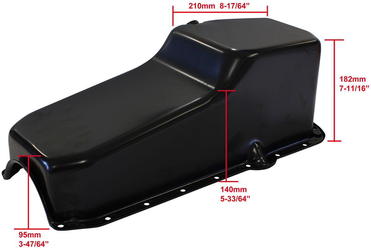 AEROFLOW STEEL STOCK OIL PAN SBC BLACK RH/SIDE DIPSTICK REAR SUMP - Image 2