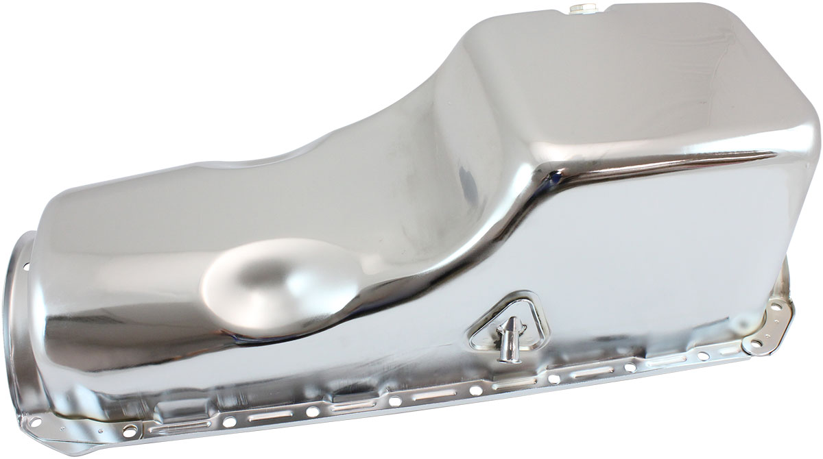 AEROFLOW STEEL STOCK OIL PAN BBC CHROMERH/SIDE DIPSTICK REAR SUMP
