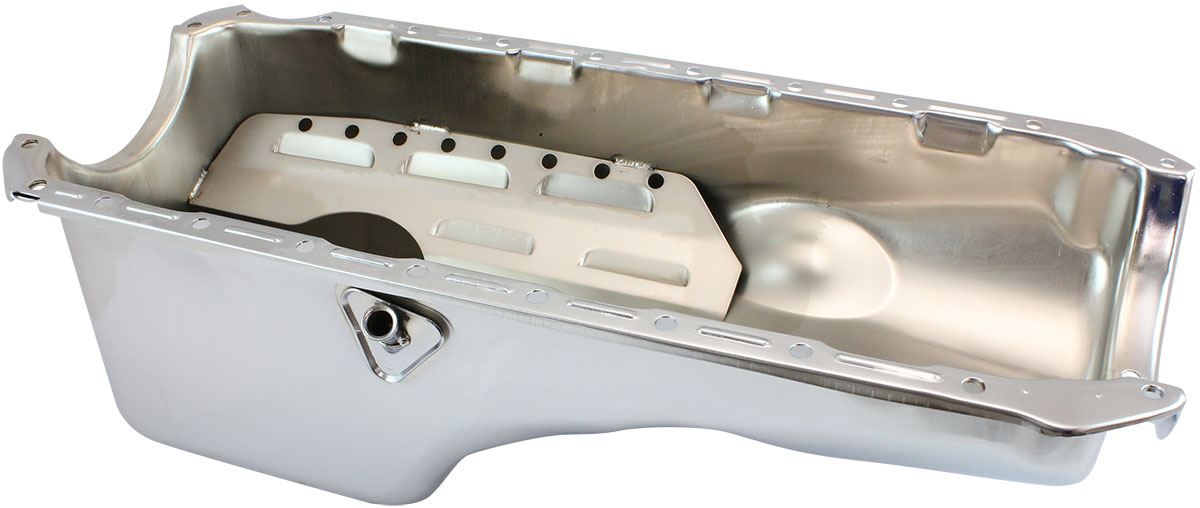AEROFLOW STEEL STOCK OIL PAN BBC CHROMERH/SIDE DIPSTICK REAR SUMP - Image 2