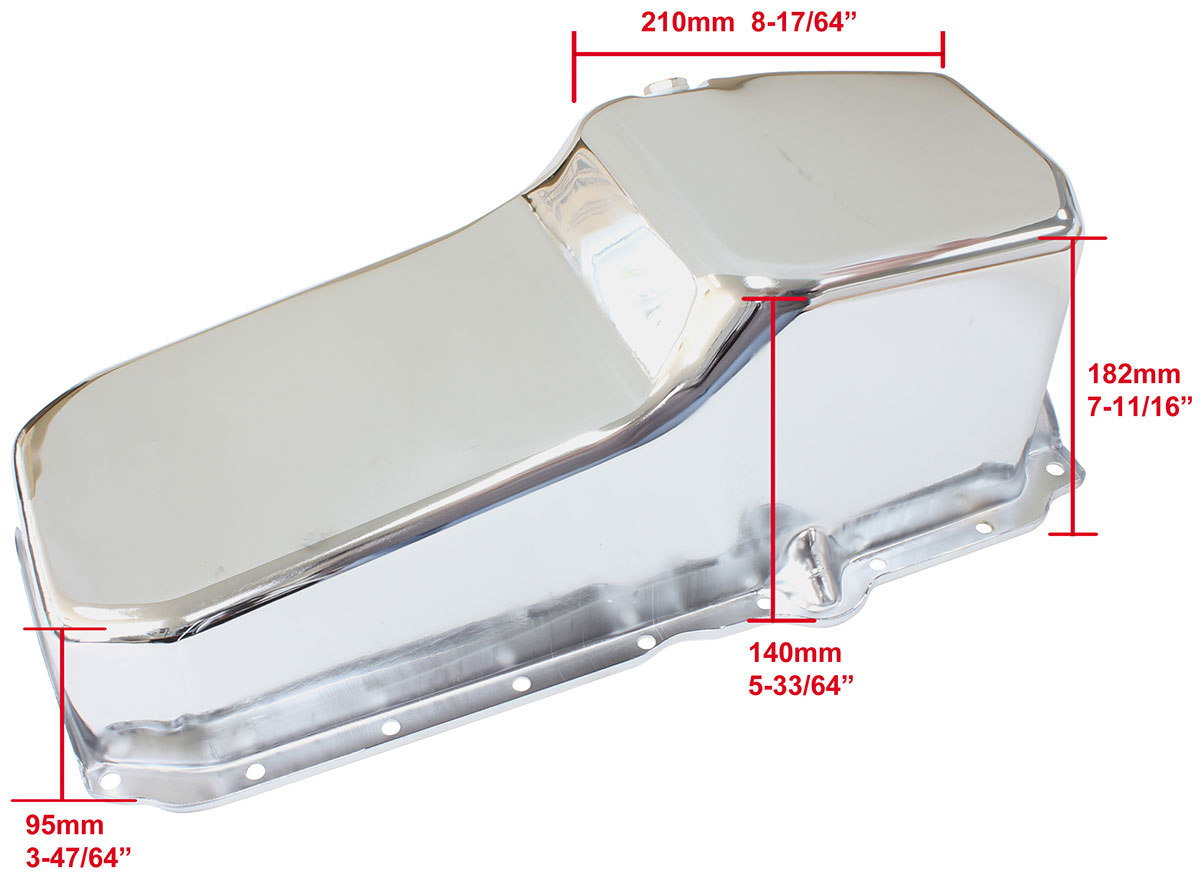 AEROFLOW STOCK OIL PAN SBC LATE '86 ON RH/SIDE DIPSTICK CHROME - Image 2