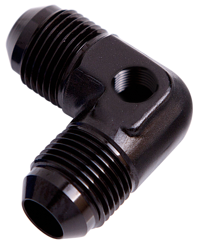AEROFLOW 90 DEG UNION -6AN WITH 1/8" PORT BLACK