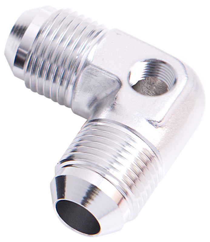 AEROFLOW 90 DEG UNION -6AN WITH 1/8" PORT SILVER