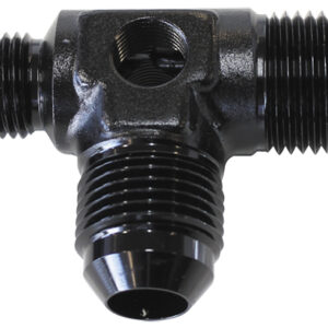 AEROFLOW MALE FLARE TEE -8AN X 2 90 DEGAND 1 X -6AN 1/8 PORT 2 SIDES AF824-06-08BLK
