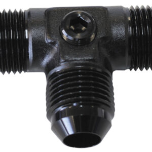 AEROFLOW MALE FLARE TEE -6AN WITH 1/8" PORT BLACK ALL SIDES MALE AN