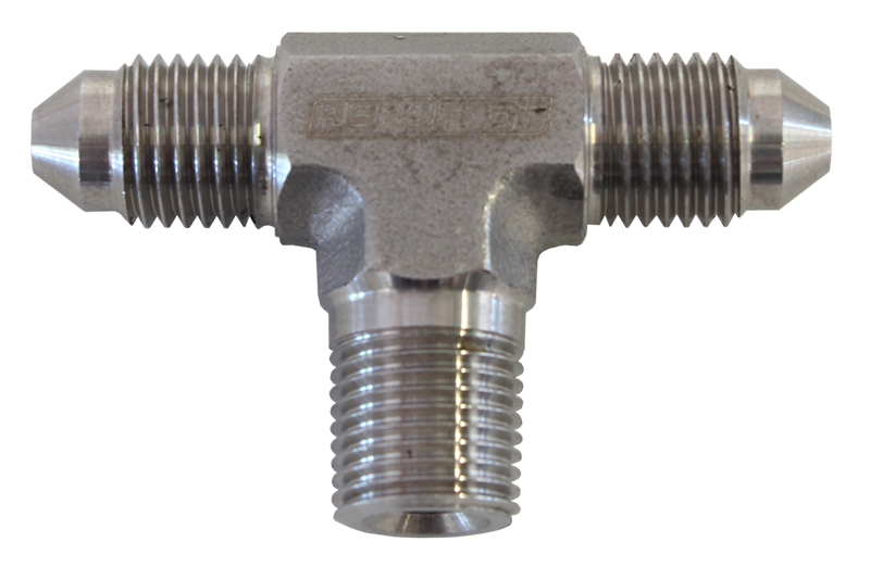 AEROFLOW TEE -3AN WITH 1/8" NPT ON SIDESTAINLESS STEEL