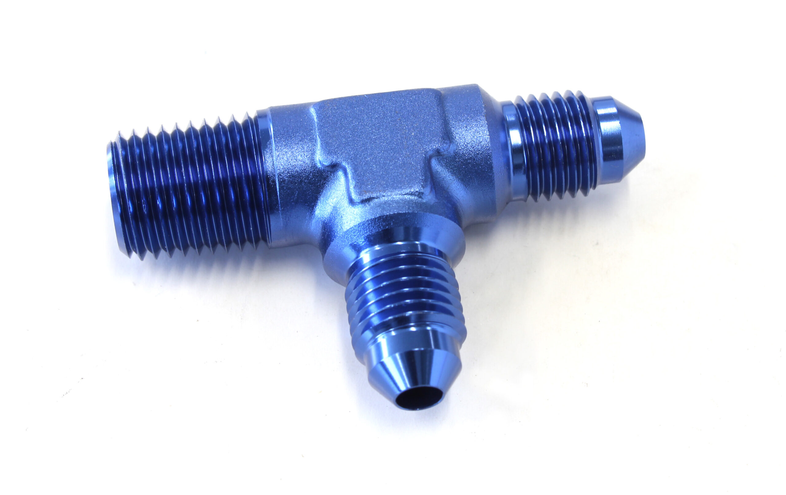 AEROFLOW TEE -4AN WITH 1/4" NPT ON RUN BLUE AN TEE WITH NPT ON RUN