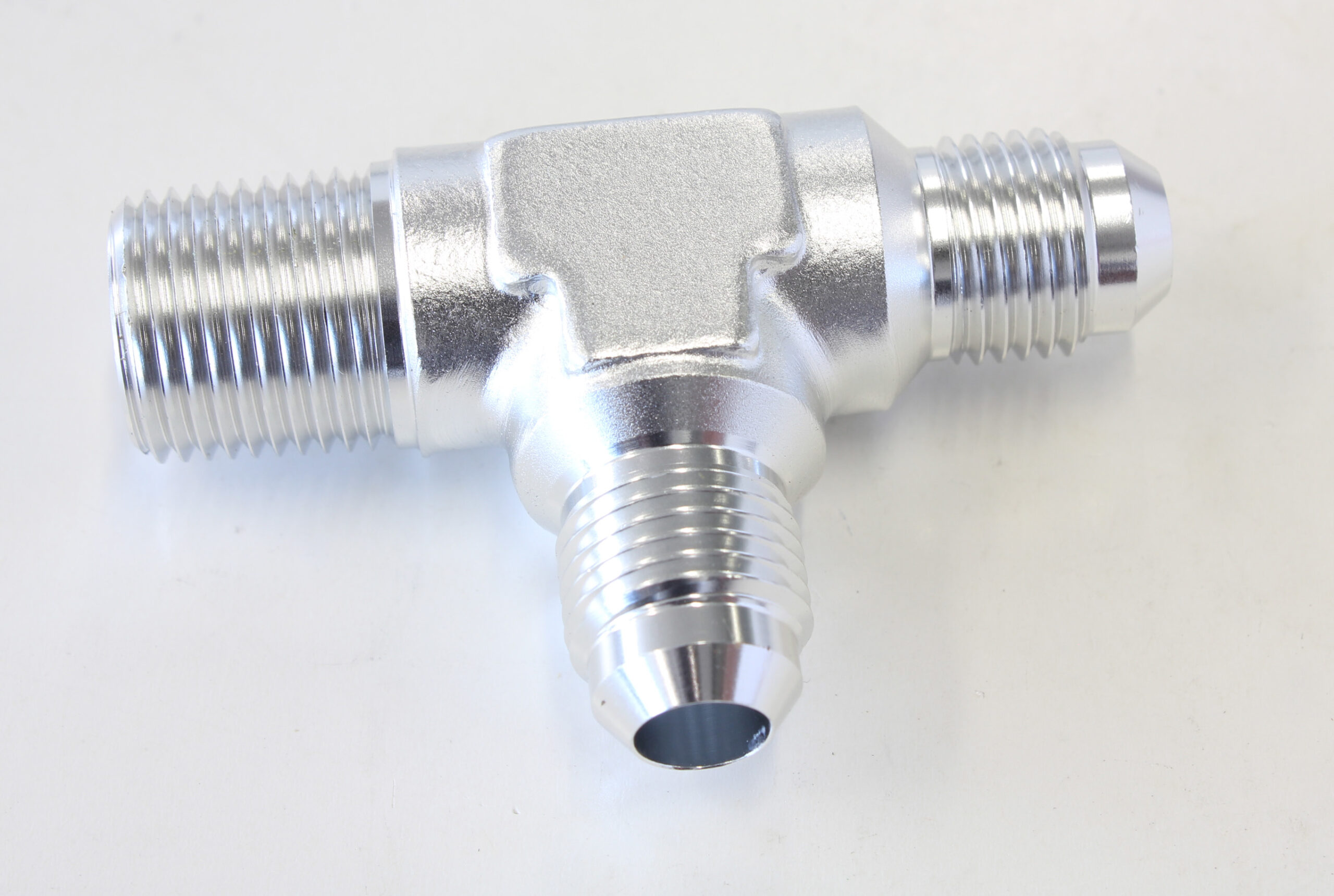 AEROFLOW TEE -6AN WITH 3/8" NPT ON RUN SIILVER AN TEE WITH NPT ON RUN