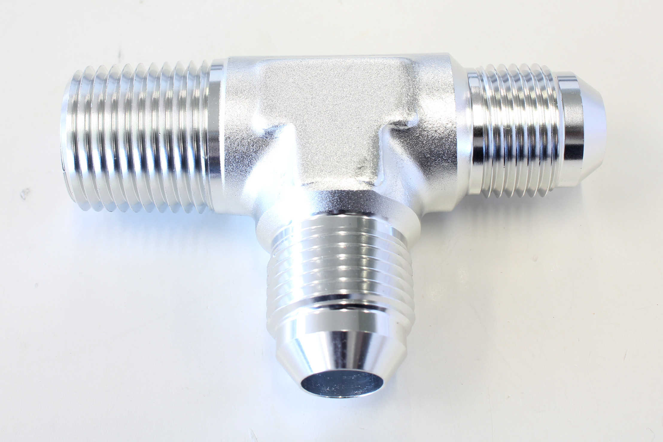 AEROFLOW TEE -8AN WITH 1/2" NPT ON RUN SILVER AN TEE WITH NPT ON RUN