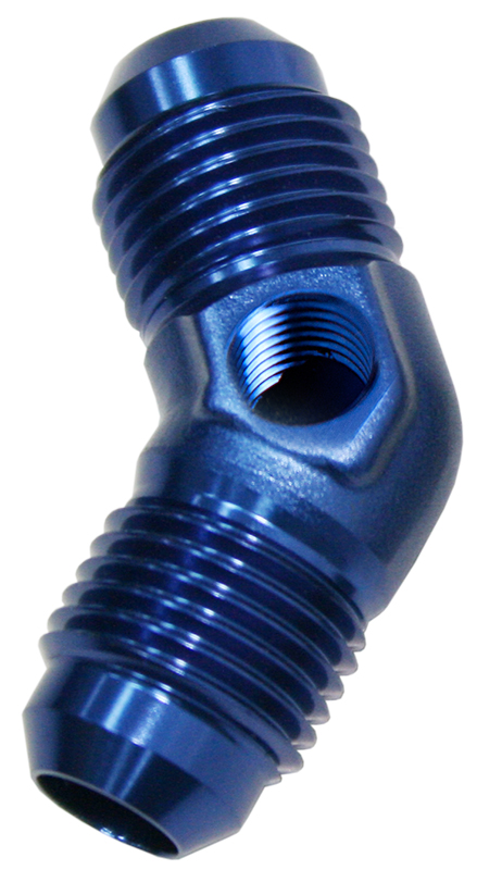 AEROFLOW Male -6 45 Deg Union With 1/8"port Blue