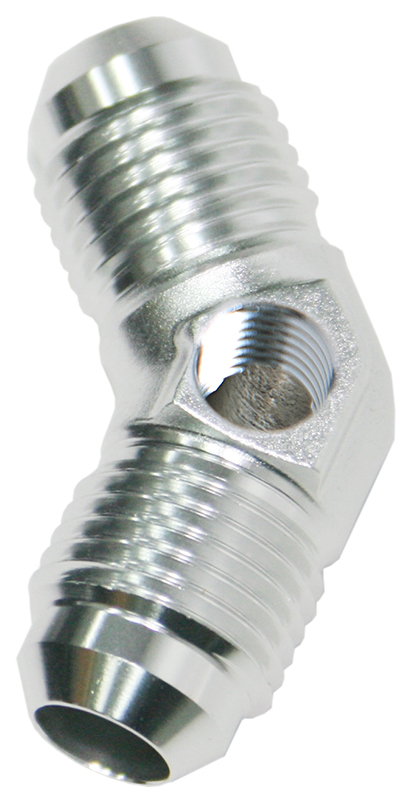 AEROFLOW Male -6 45 Deg Union With 1/8"port Silver