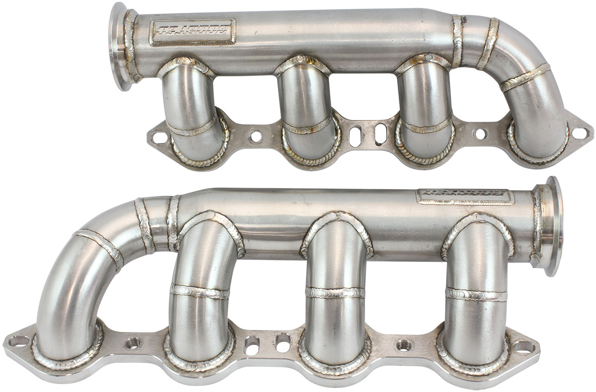 AEROFLOW GM LS TWIN S/S TURBO MANIFOLDSPAIR FORWARD FACING V-BAND