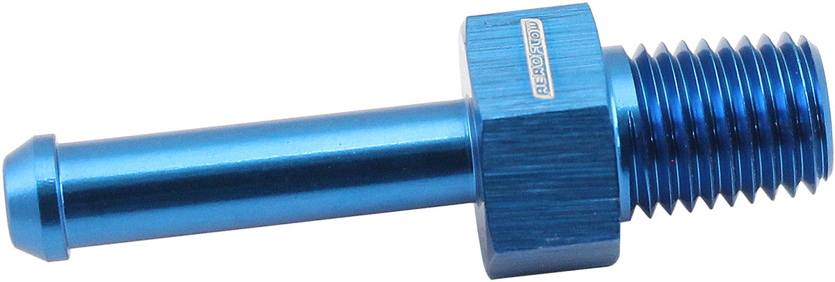 AEROFLOW MALE 1/16" NPT TO 3/16" BARB BLUE STRAIGHT MALE TO MALE