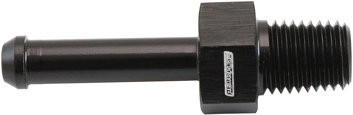 AEROFLOW MALE 1/16" NPT TO 3/16" BARB BLACK STRAIGHT MALE TO MALE