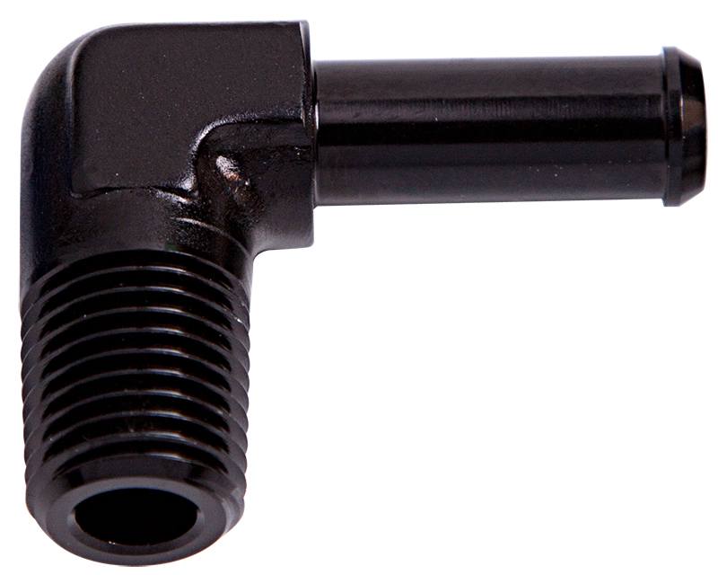 AEROFLOW 90 DEG 1/8" NPT TO 5/16" BARB BLACK 90 DEG MALE TO MALE