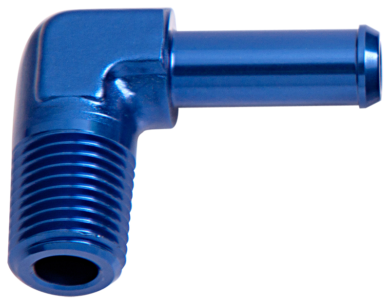 AEROFLOW 90 DEG 3/8" NPT TO 5/8" BARB BLUE MALE TO MALE