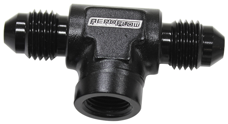 AEROFLOW -3AN MALE TEE WITH 1/8 ON SIDEBLUE FEMALE 1/8" NPT ON SIDE