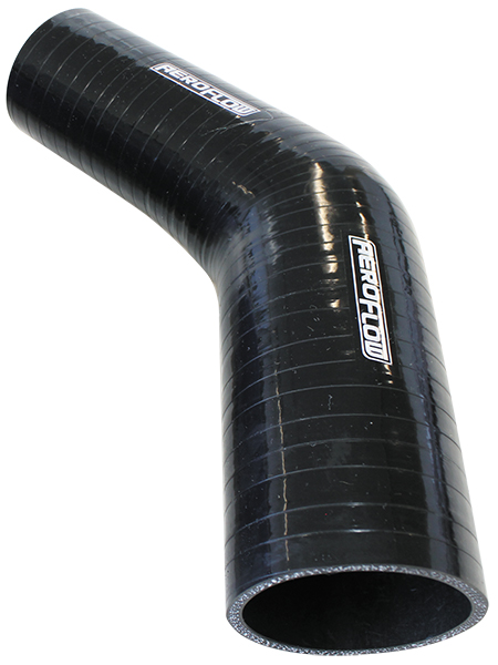 AEROFLOW Silicone Hose 45 Deg; Black I.D 2.50" 63mm, Wall 5.3mm, 145mm Leg AF 9202-250