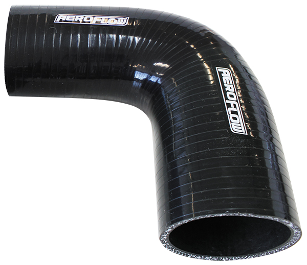 AEROFLOW Silicone Hose 90 Deg; Black I.D 3.00" 76mm, Wall 5.3mm, 150mm Leg AF 9203-300