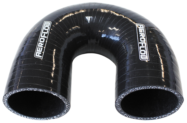 AEROFLOW Silicone Hose 180 Deg; Black I.D 2.50" 63mm, Wall 5.3m, 100mm Leg AF 9206-250