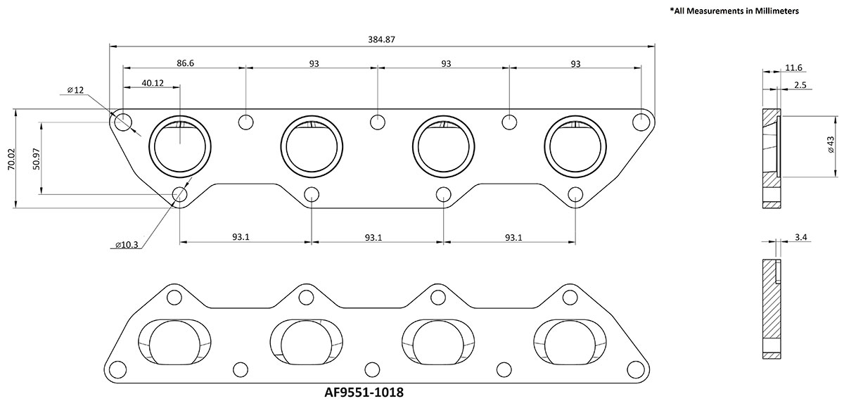 AEROFLOW MITSUBISHI EVO HEADER FLANGE ONLY - CNC MACHINED 43mm PORT - Image 2