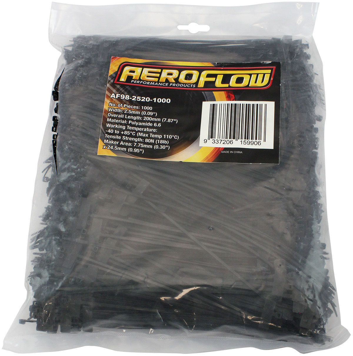 AEROFLOW MARKER CABLE TIES 2.5mmx 200mm100 PACK WHITE ZIP TIE PA66 - Image 3