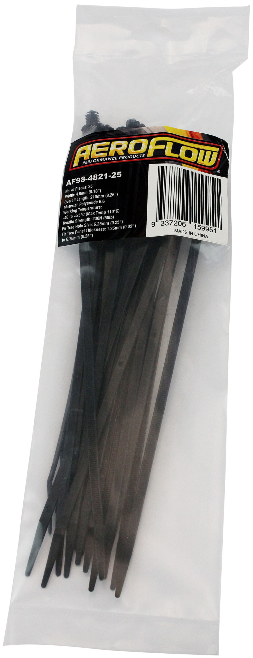 AEROFLOW FIR TREE CABLE TIE 4.8x210mm FIXED 1000 PACK BLACK ZIP TIES - Image 3