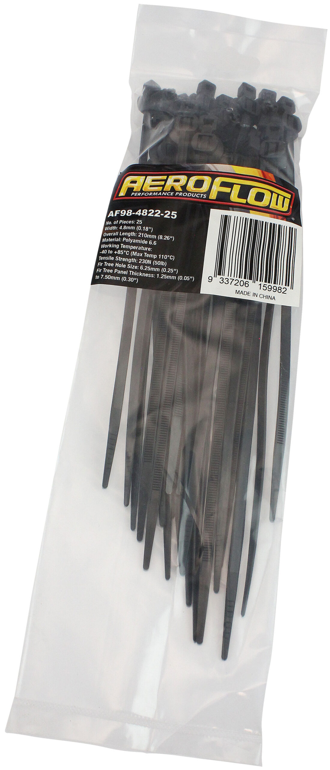 AEROFLOW FIR TREE CABLE TIE 4.8x210mm 2PIECE 1000 PACK BLACK ZIP TIES - Image 3