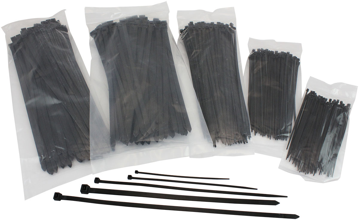 AEROFLOW CABLE TIES BULK MULTI PACK PA66 BLACK VARIOUS SIZES 1000 - Image 2