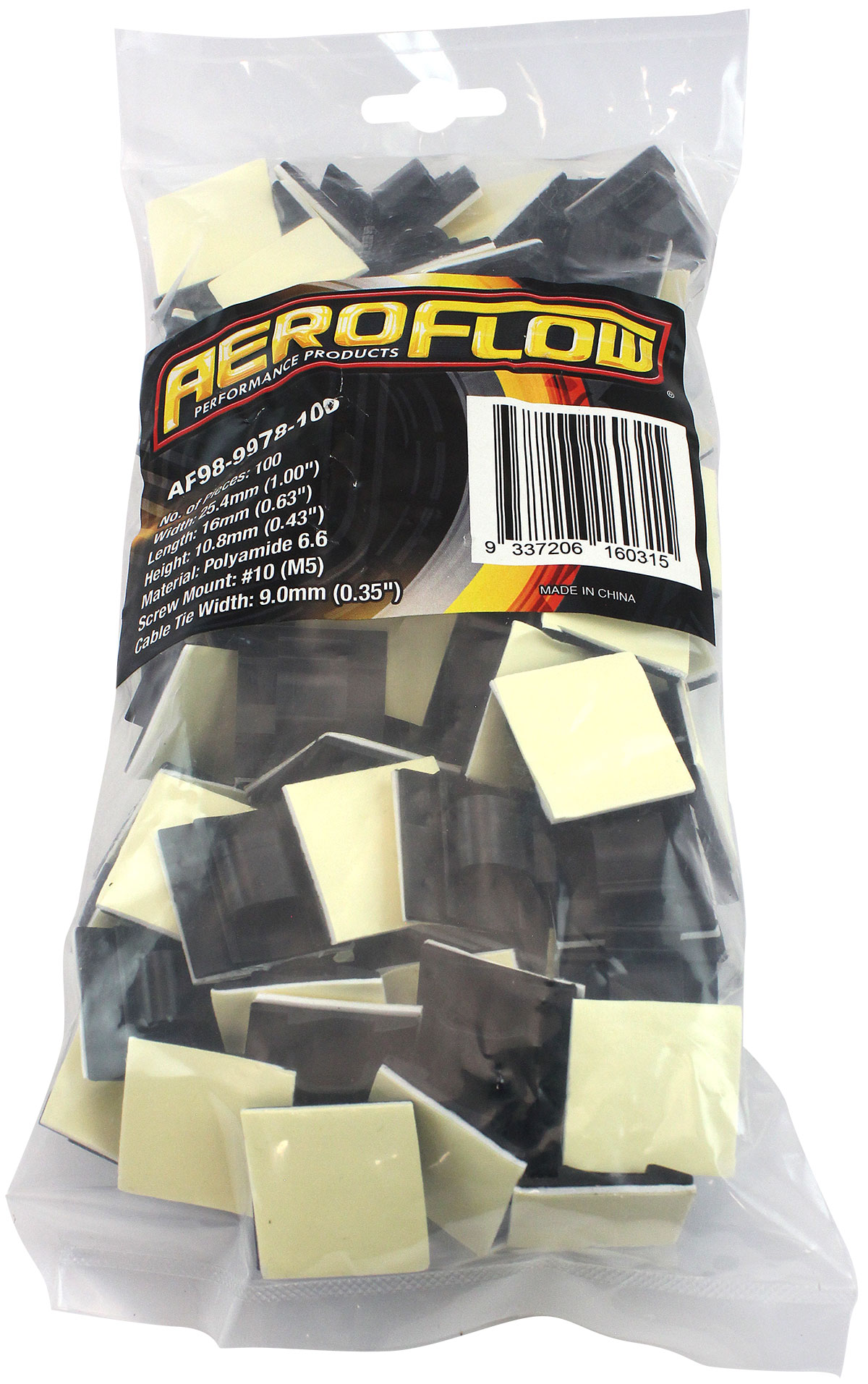AEROFLOW CABLE TIE MOUNT CLAMPS 5mm MAXBUNDLE PA66 3M ADHESIVE 50 PAC - Image 2