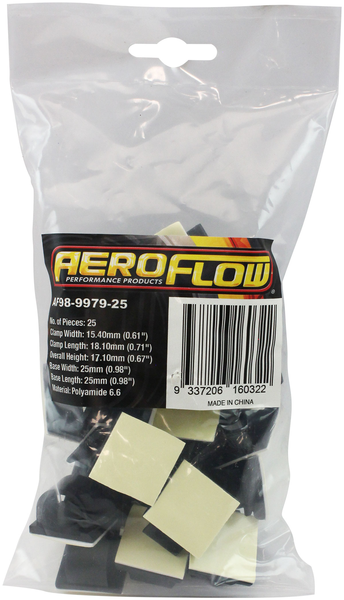 AEROFLOW CABLE TIE MOUNT CLAMP 16mm MAXBUNDLE PA66 3M ADHESIVE 100PAC - Image 2