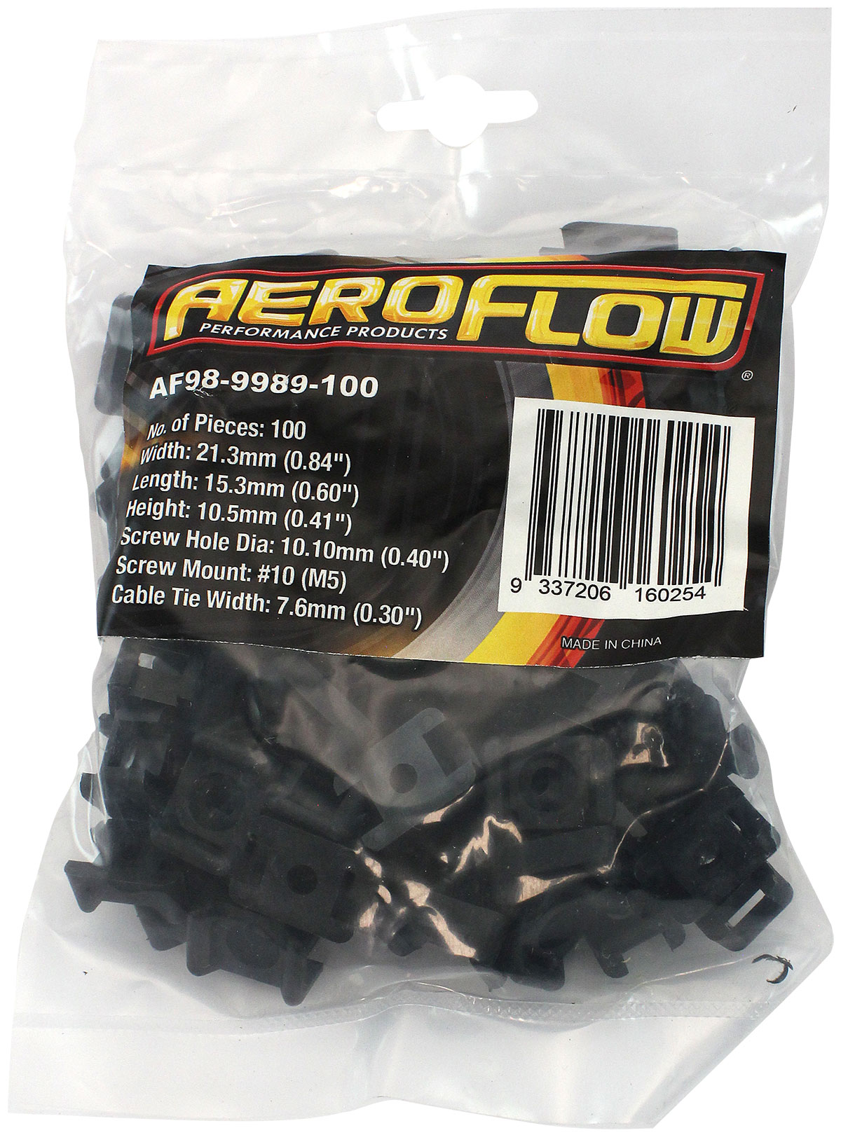 AEROFLOW CABLE TIE SCREW MOUNTS 22mm x 16mm M4 HOLE PA66 50 PACK - Image 2